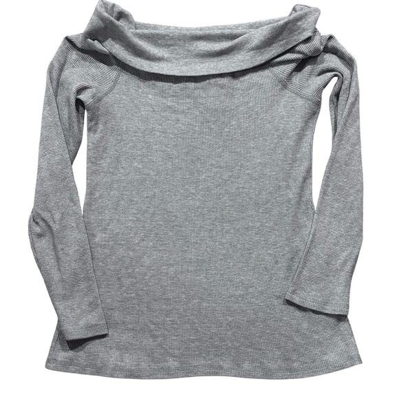 NWT SPLENDID Long Sleeve Cowl Neck Thermal Top Shirt Light Gray Large** - Picture 2 of 7